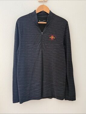 Under Armour Black Heather 1/4 Zip with Red & Gold Iowa State Logo